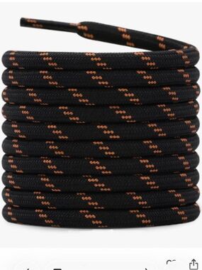 Black and Orange Round Hiking Boot & Combat Boot Laces - Heavy Duty (1 Pair) 63”
